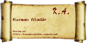 Kuzman Aladár névjegykártya